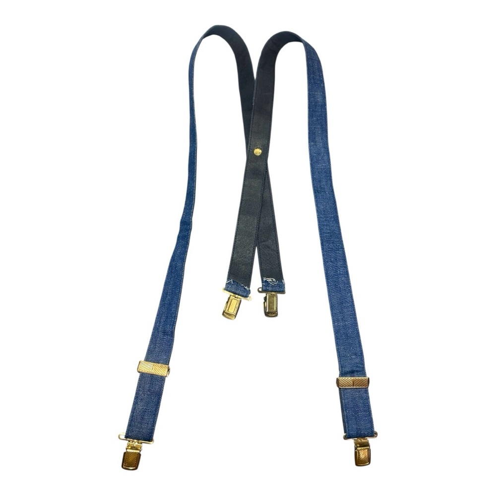 VINTAGE Denim Adjustable Suspenders with Gold-Tone Clips